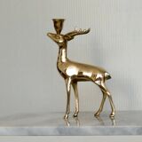 Vintage brass stag candlestick holder