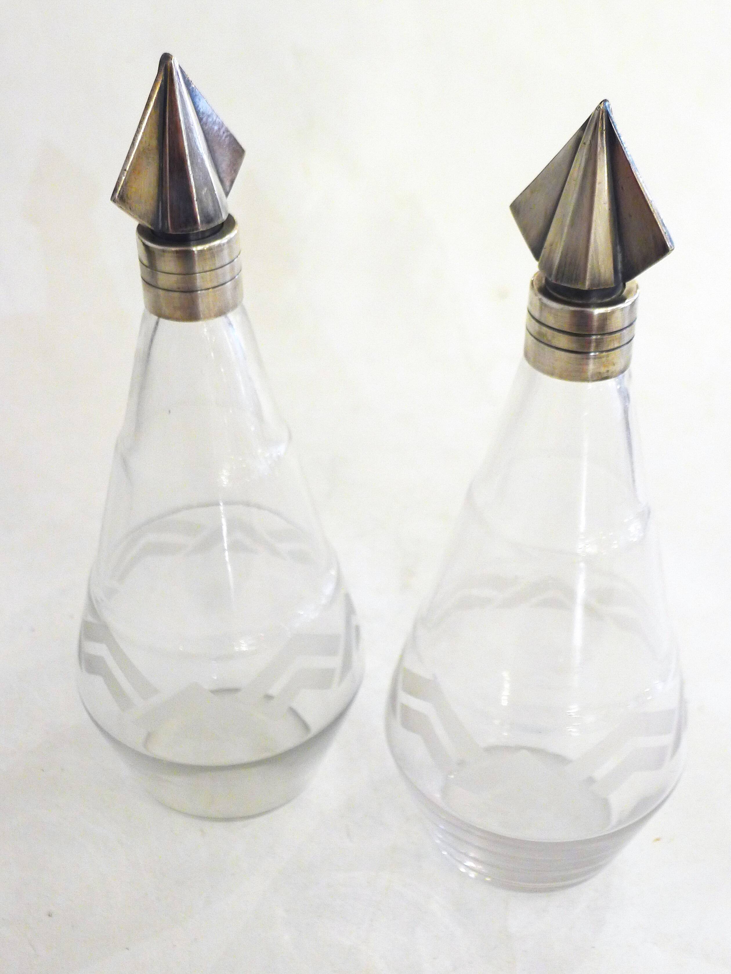 Art Deco liqueur set, glass & silver-plated metal ARGIT