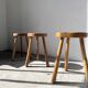 Set of 4 tripod stools in golden oak 1950
