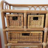Rattan dresser 10 drawers 70s