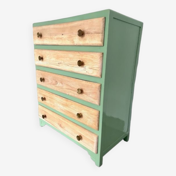 Chest of drawers oak 5 drawers 50s