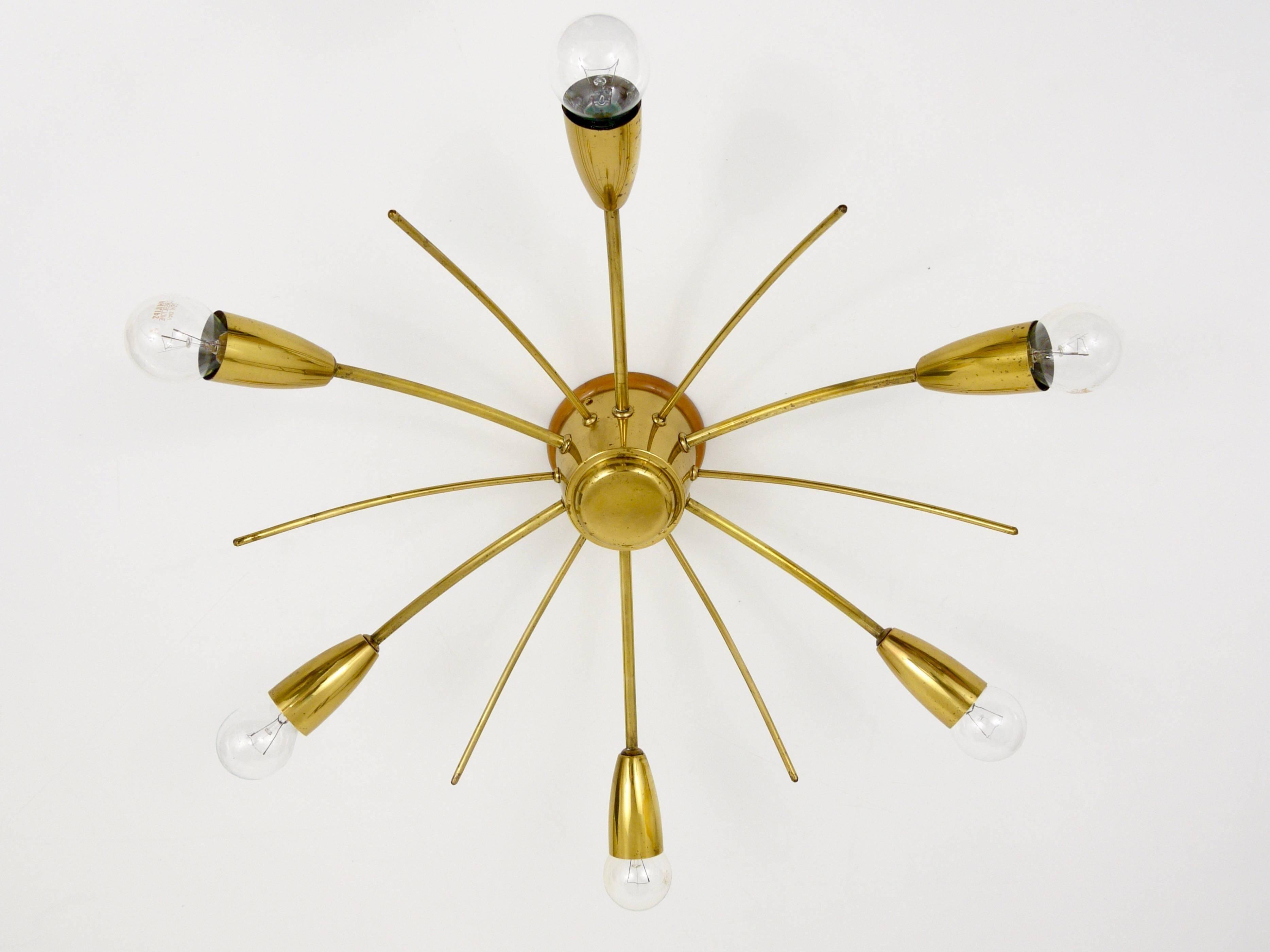 J.T. Kalmar Sun Lustre in Brass Mid-Century, Austria, 1950s