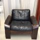 Pair of Scandinavian armchairs in leather and rosewood.