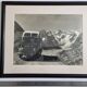 Vintage silver print of a mountain and alpine glacier framed 53x43 cm 1960