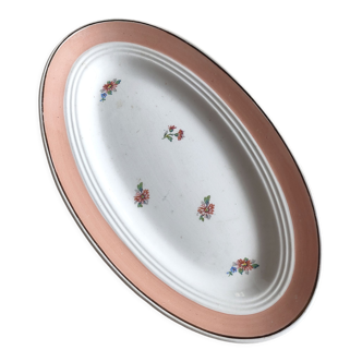 Ravier rose à motifs fleuris en demi porcelaine Ardy