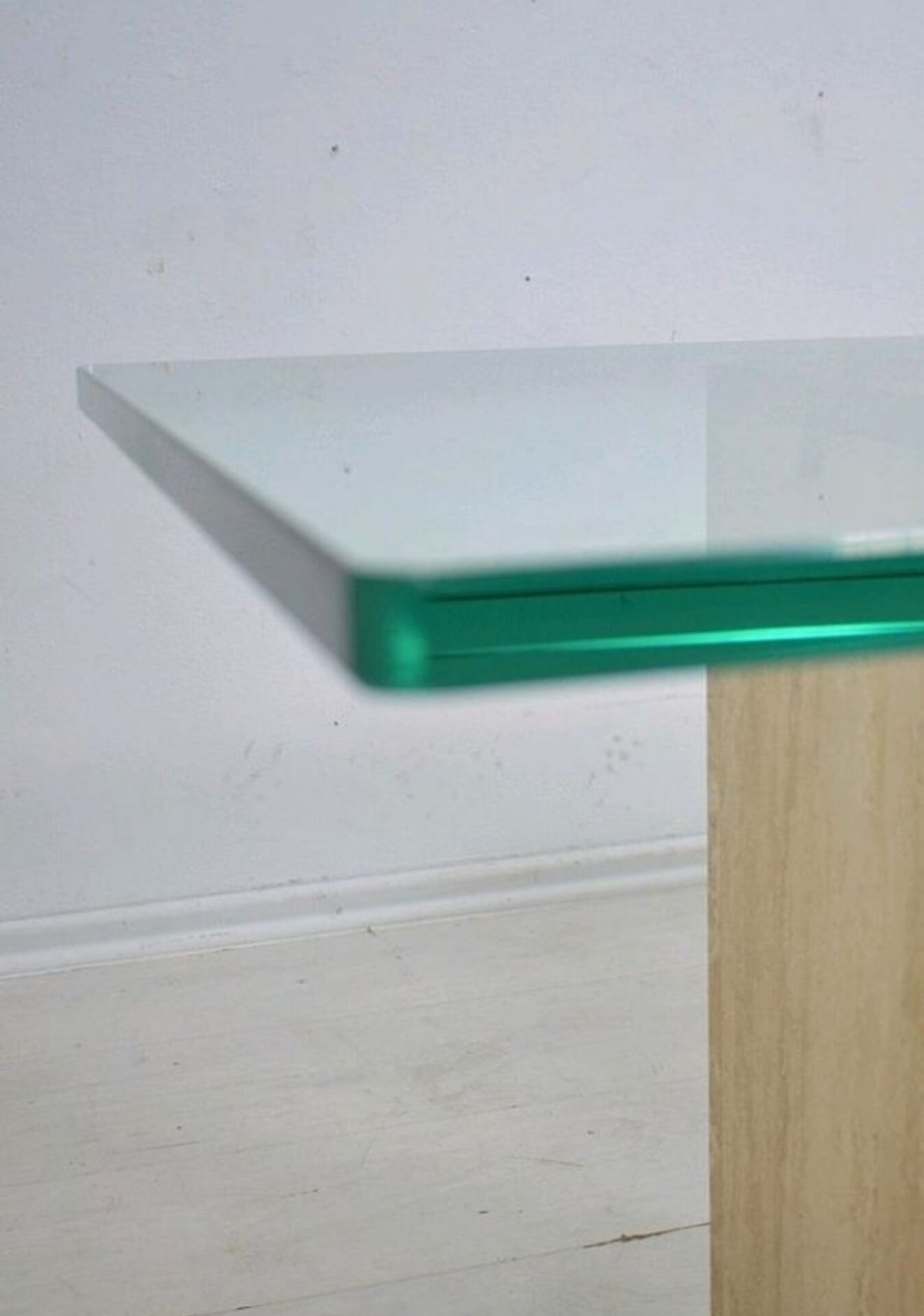 Italian travertine and glass coffe table 1970s Vintage