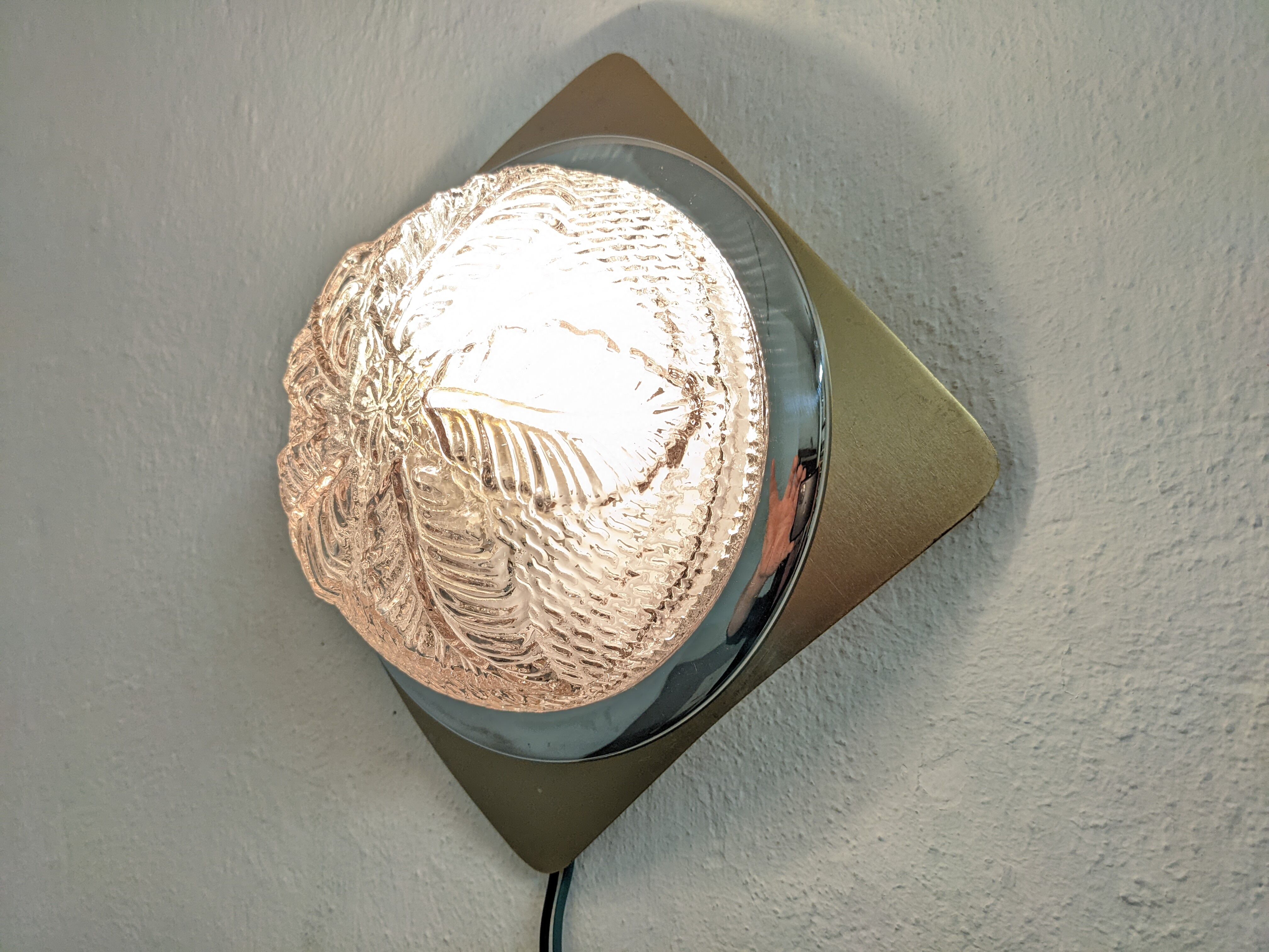 Pair of glass wall lamps from the 70s/80s
