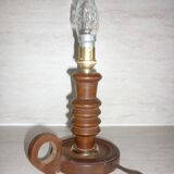 Lamp foot shape wooden candlestick turned old