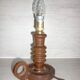 Lamp foot shape wooden candlestick turned old