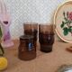 Lot de 5 verres fumés vereco empilable années 70 vintage