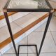 Sellette/table d'appoint fer forgé noir et plateau verre transparent