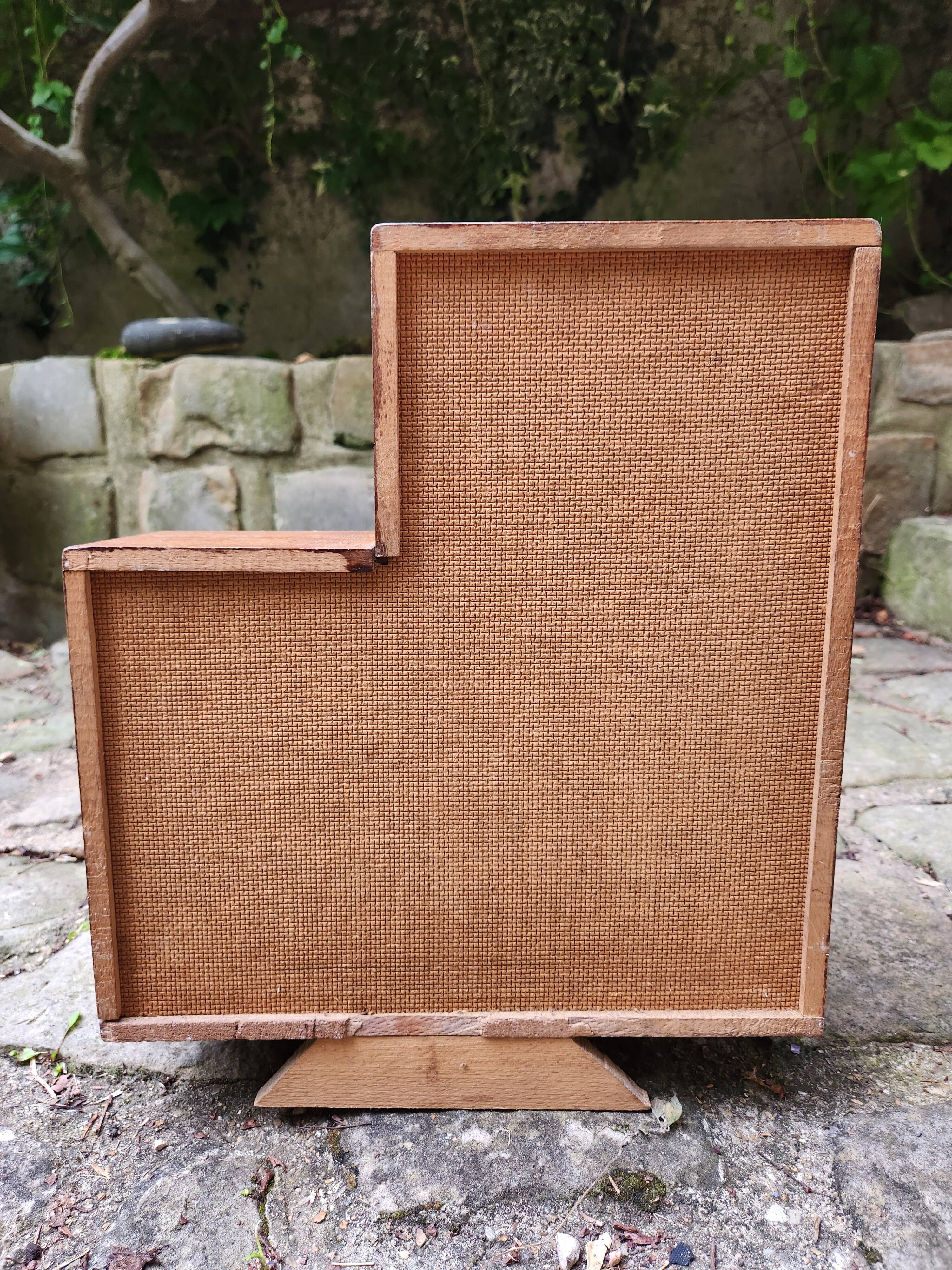 Vintage wooden doll wardrobe Art Deco