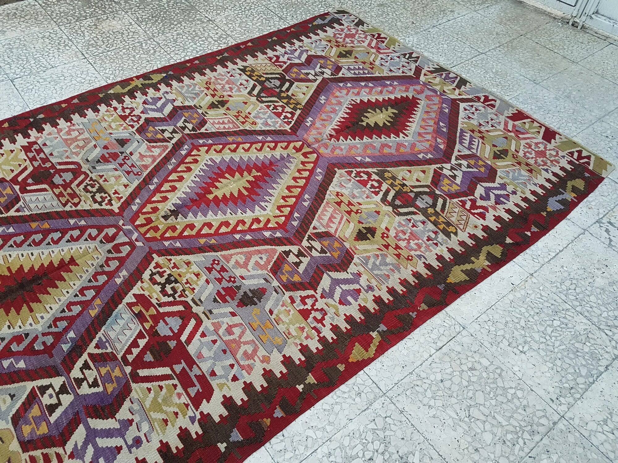 Vintage Turkish kilim, handwoven, 150x292 cm.