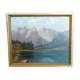 Oil on panel painting, signed K. Vukovic mountain and lake landscape
