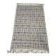 Handmade white and blue rug made of natural wool