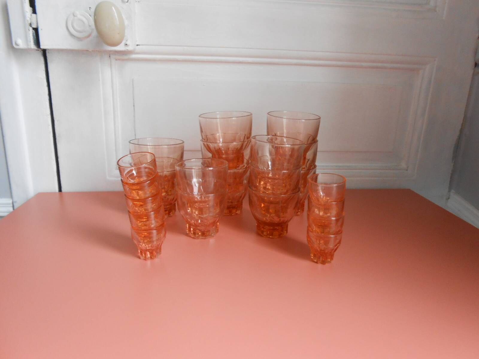 Set of pink glasses