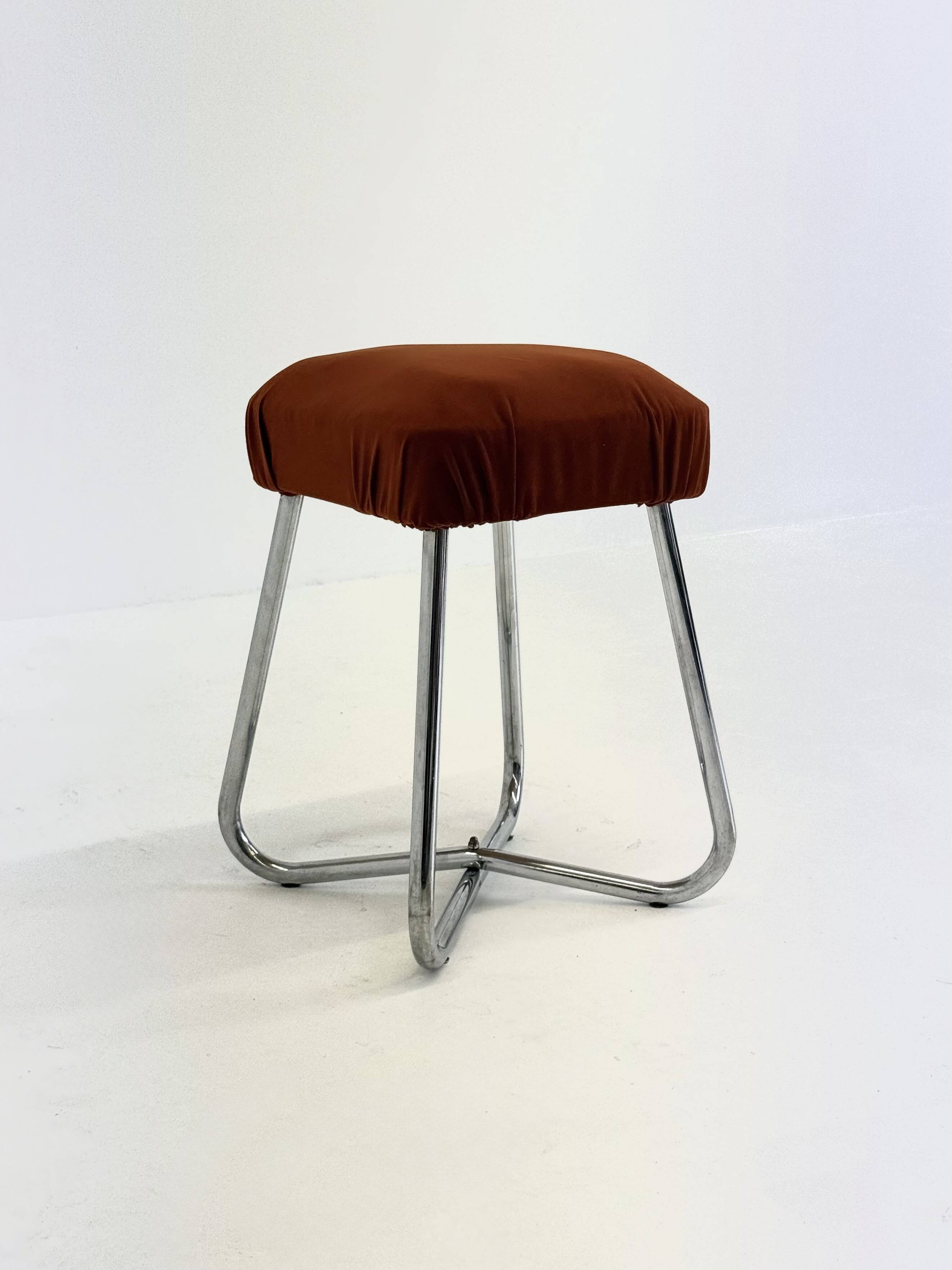 Vintage Bauhaus tubular frame stool
