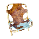 Skin and bamboo armchair
