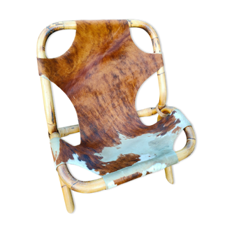 Skin and bamboo armchair