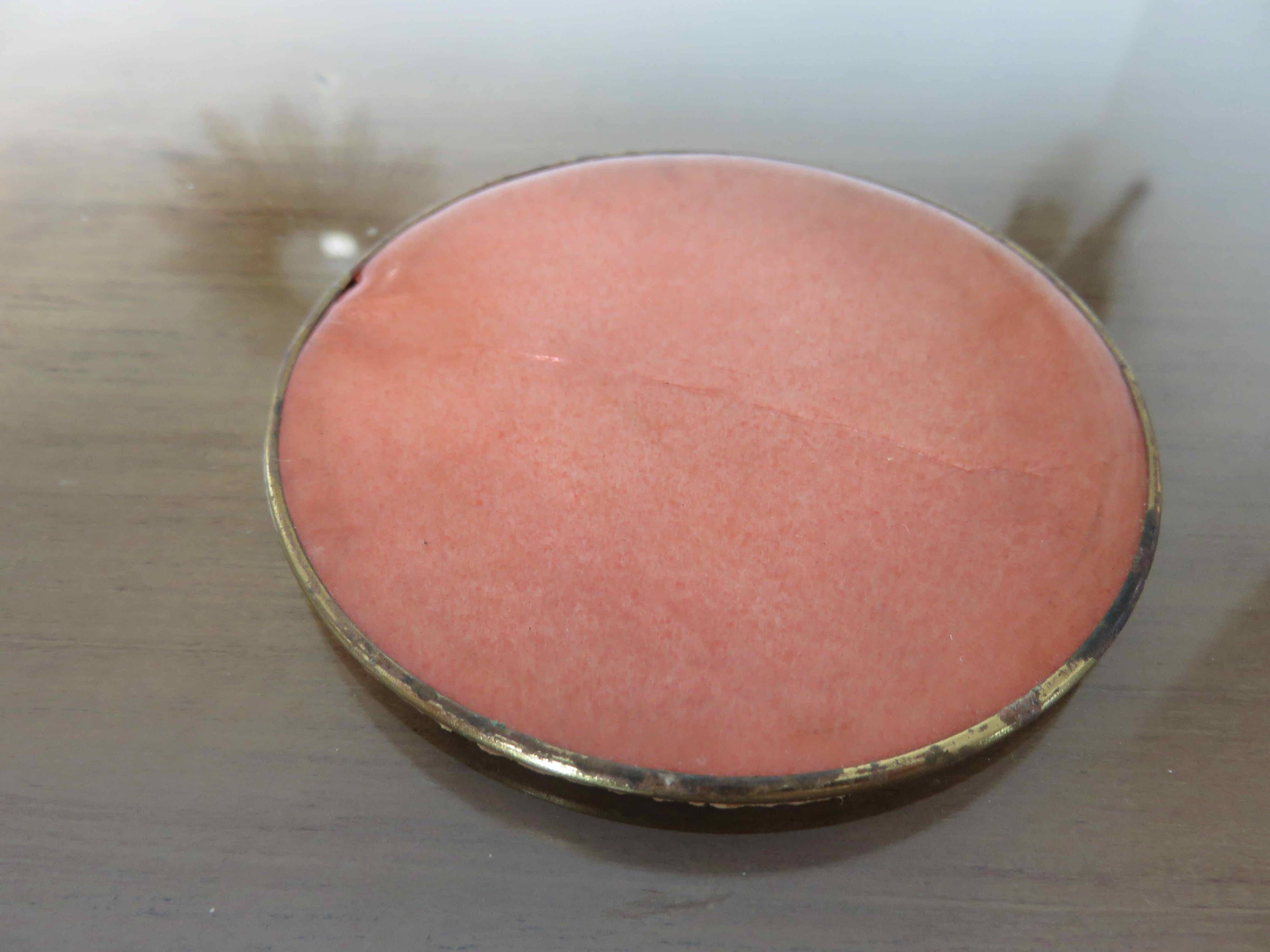 Set of 4 coasters in salmon pink mother-of-pearl