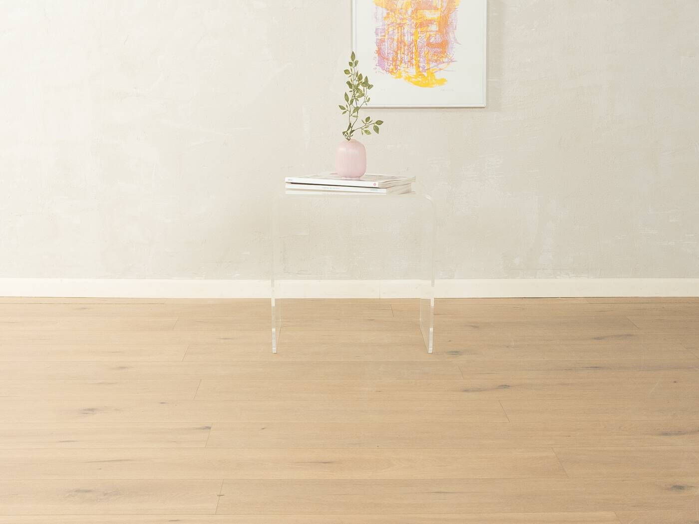 Minimalist side table from the 1970s, acrylic glass