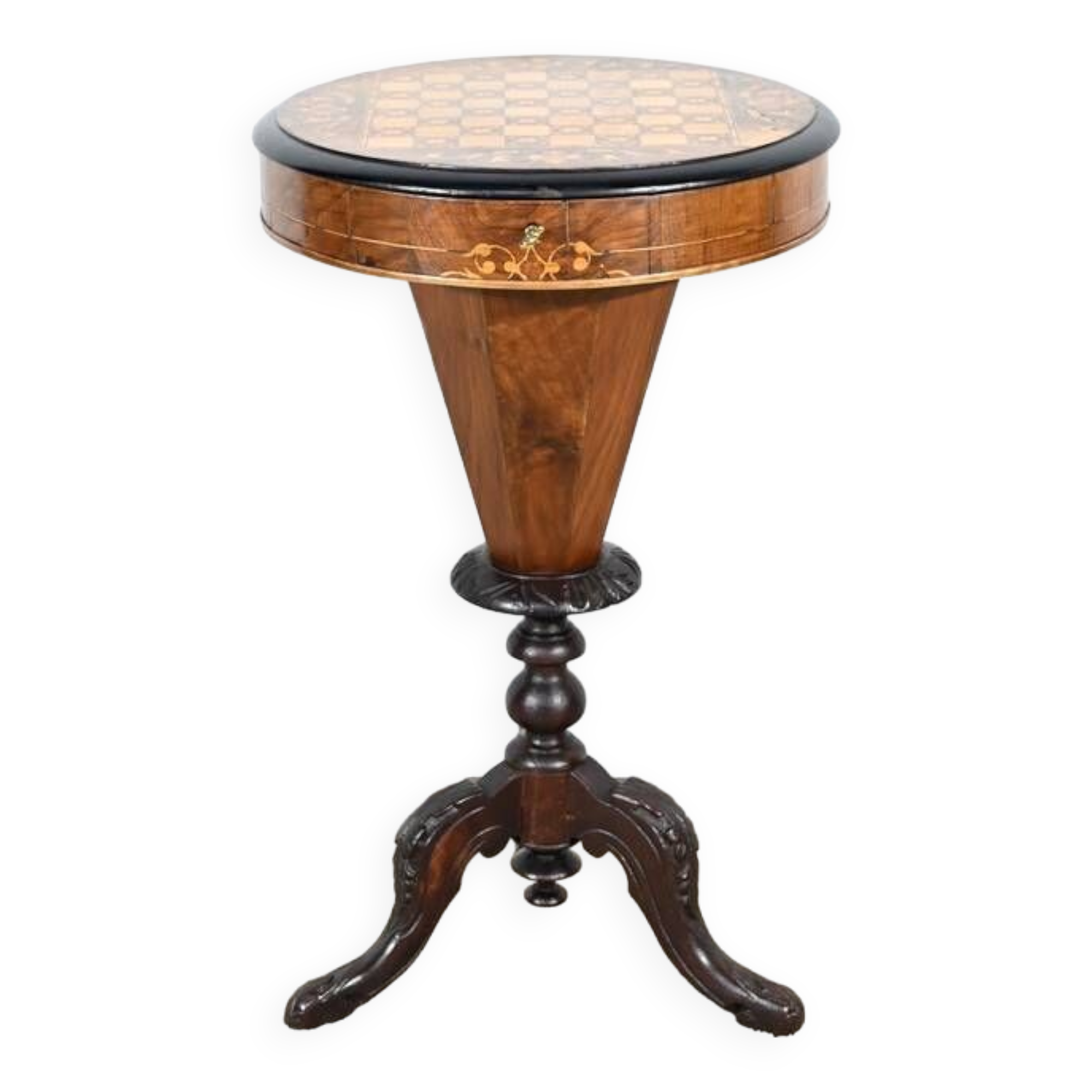 Trumpet Table for Work and Games, Walnut – Late 19th Century
