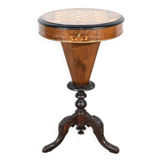 Trumpet Table for Work and Games, Walnut – Late 19th Century