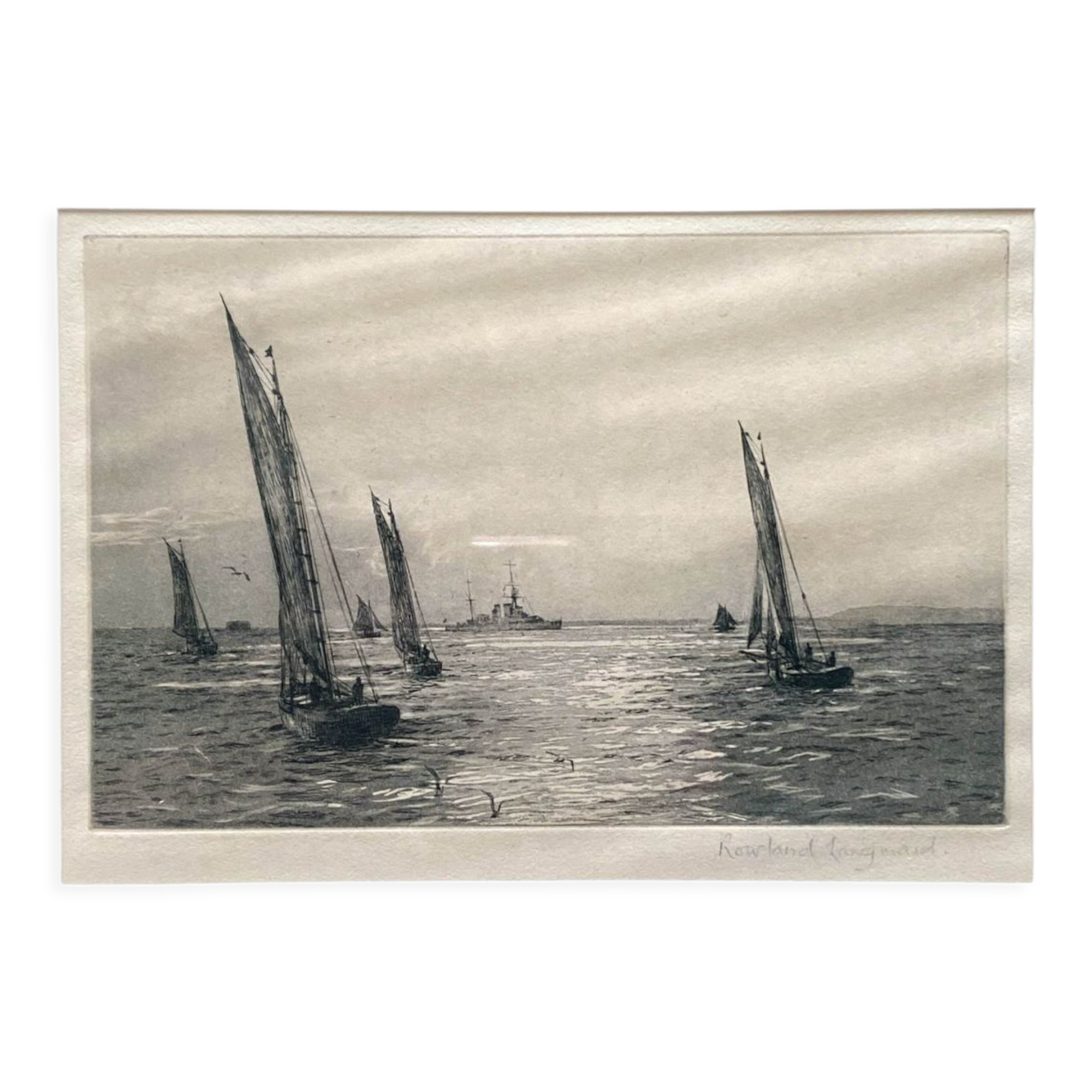 Original painting engraving Rowland Langmaid (1897/1956) "In the Path of the Sun"