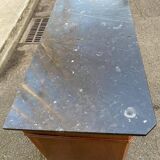 Vintage Louis Philippe commode in wood and grey marble from the 20th century.