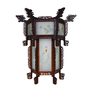 Lanterne asiatique en - panneaux verre peints