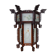 Asian wooden lantern carved with dragons and painted glass panels