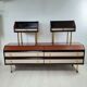Dresser / chest of drawers and bedside tables - 1960s - faux leather brass