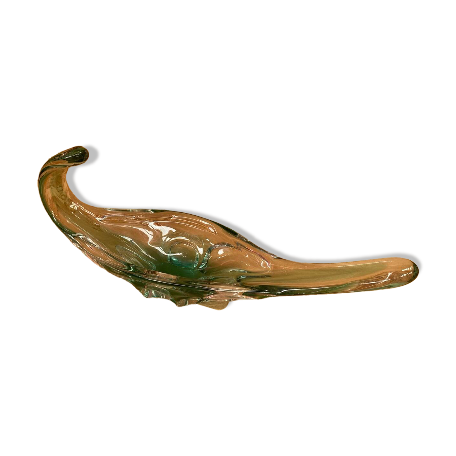 Old Empty Pocket Green & Transparent Crystal Cup Vintage #B087