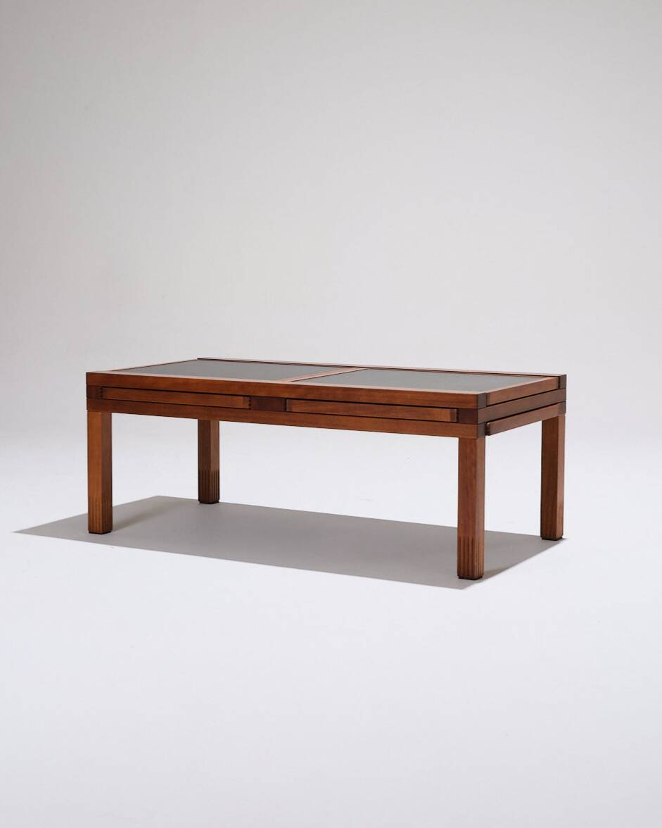 Table basse en bois, bernard vuarnesson, 1970s