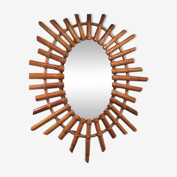 Bamboo mirror 70s 55x68cm