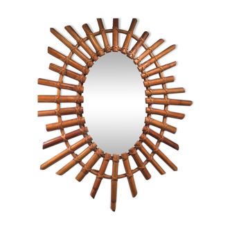 Bamboo mirror 70s 55x68cm