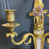 Pair of nineteenth century sconces in bronze and porcelain