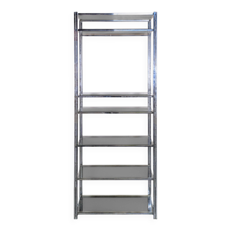 Chrome and smoked glass shelf from the 1970s.