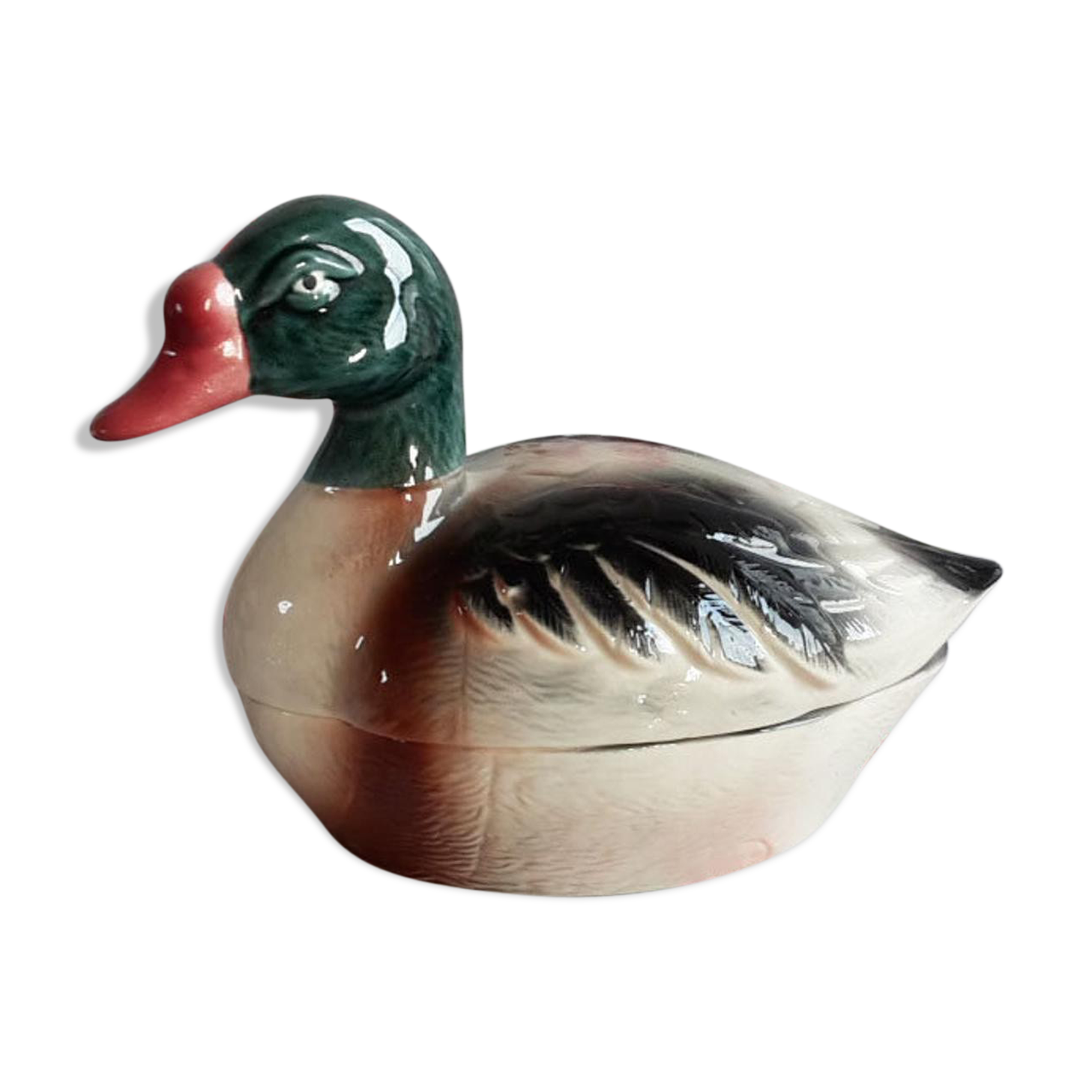 Terrine Michel caugant in duck shape tadorne by belon barbotine zoomorphe