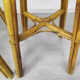 Vintage rattan bar and stools