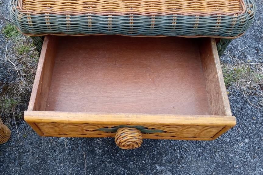 Pair of rattan bedsides