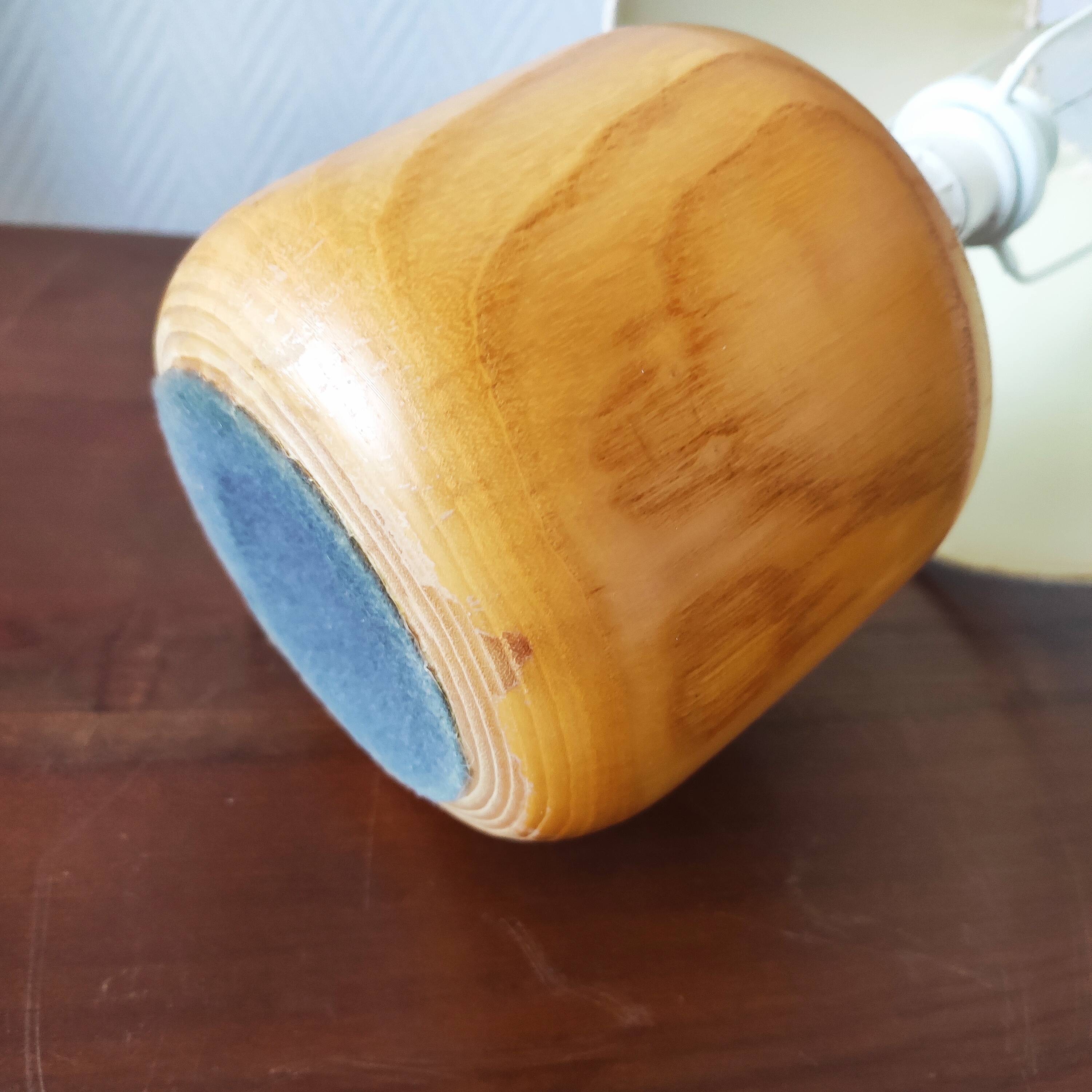 Vintage solid wood lamp from the 1970s in the spirit of Perriand les Arcs.