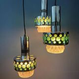 Vintage space age massive green waterfall pendant light