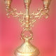 Pair of candlesticks three fires art deco agad - golden metal