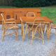 Vintage dining room attributed to Audoux and Minet in bamboo and rattan