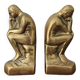 Pair of bookends The Thinker by Rodin in solid brass