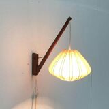Mid-century pivoting wall lamp with a swing arm, Cocoon, made of teak wood, 1960s.