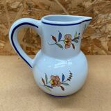 Old pitcher decor rouen geo martel white ceramic vintage flower decor #b644