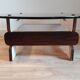 Coffee table of smoked glass and wood of the 1970s