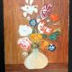 Huile sur panneau, nature morte au bouquet de fleurs